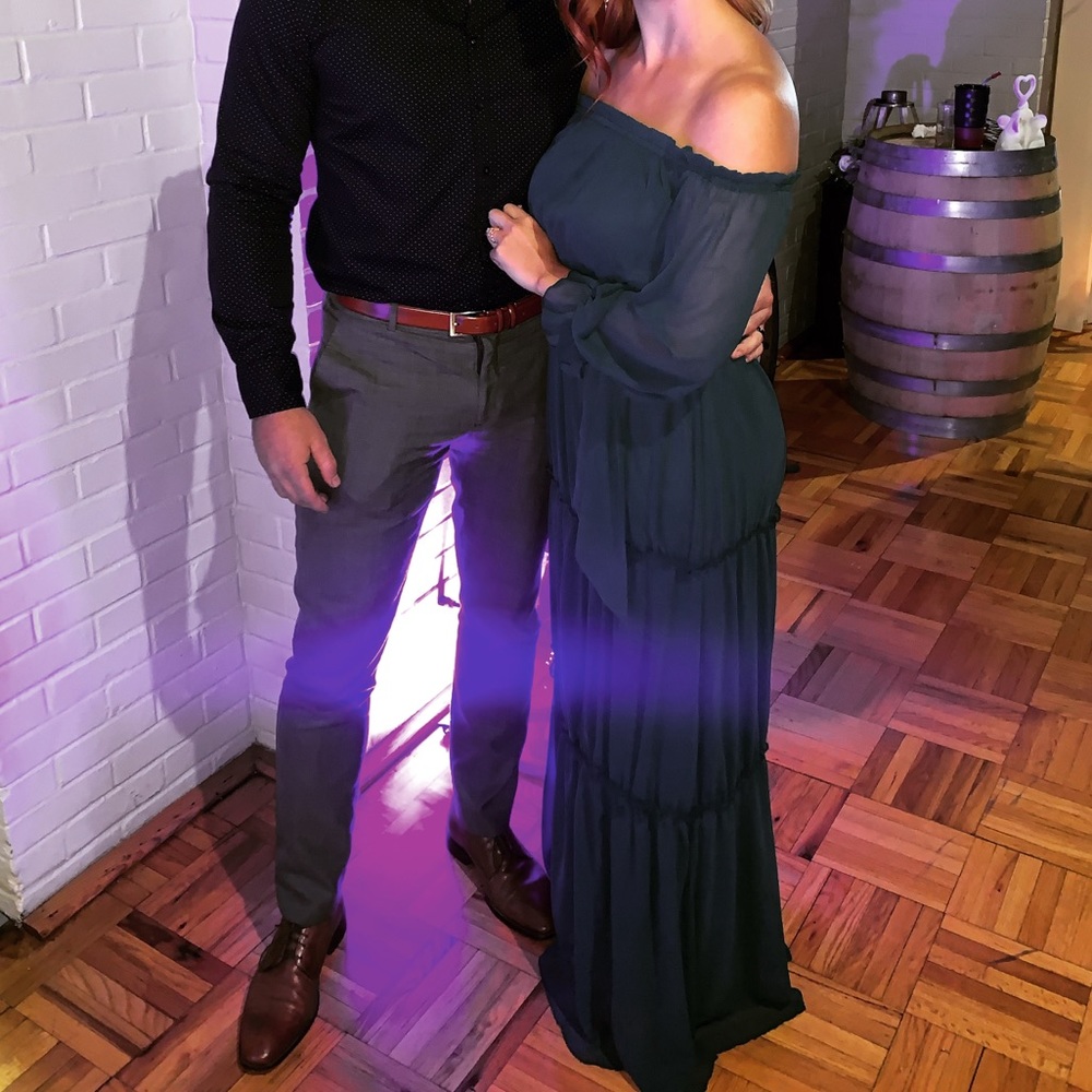 Baltic born long sleeve off-shoulder maxi